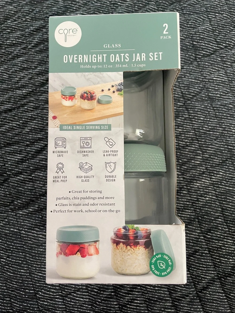 Tahari Purple 2-Piece Oil & Vinegar Dispenser & Core Overnight Oats Jar Set